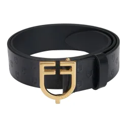 Equestro Ledergürtel Logo - Gold/Schwarz -  Farbe: Gold/Schwarz, Grösse: 60 cm