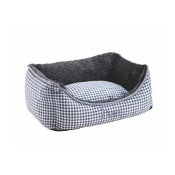 Hunter Hundesofa Astana mit Fellimitat - Karo grau Farbe: Karo Grau, Grösse: 80 x 60 x 30 cm