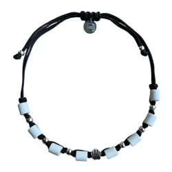 Carolina Corrodi EM-Zeckenhalsband aus Tau mit EM Perlen - Schwarz -  Farbe: Schwarz, Grösse: XS-S
