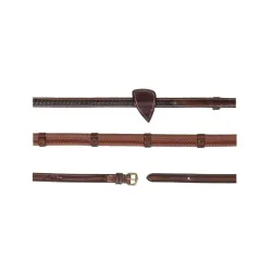 Dy'on 1/2'' Rubber reins with 7 leather loops and plaited finishing D - Braun -  Farbe: Braun, Grösse Pferd: Cob