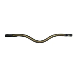 Dy'on Stirnband Brass Clincher geschwungen - schwarz Farbe: Schwarz, Grösse Pferd: Full