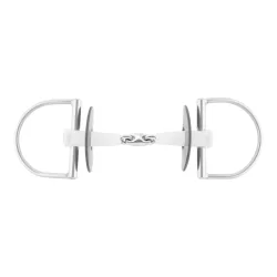 Nathe D-Ring Trense doppelt gebrochen, Ring 75mm - Weiss -  Stärke: 18 mm, Gebisslängegrösse: 13.5 cm