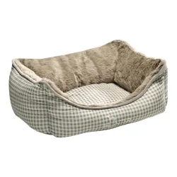 Hunter Hundesofa Astana mit Fellimitat - Karo beige Grösse: 60 x 45 x 25 cm, Farbe: Karo beige