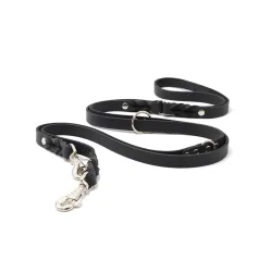 Maul Lederwaren Lederleine Klassik 3m - Schwarz/Silber -  Farbe: Schwarz/Silber, Länge: 3m / 20mm