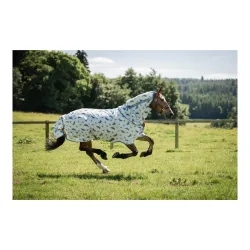 Horseware Fliegendecke Amigo Bug Rug XL Plus - Dragonfly Print/Silver, Blue & Sage -  Grösse: 140 cm