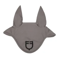 Equestro Ohrenkappe Logo - Grau/Schwarz -  Grösse Ohrengarn: Full, Farbe: Grau/Schwarz