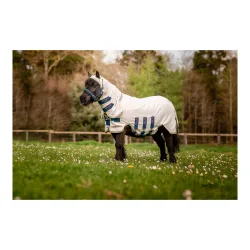 Horseware Ponyfliegendecke Amigo Petite Ripstop Hoody - Chalk/Navy&Rose -  Grösse Pferdedecken: 60 cm