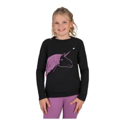 QHP Pullover Lize Junior - Schwarz/Violett -  Grösse Bekleidung Kinder: 104