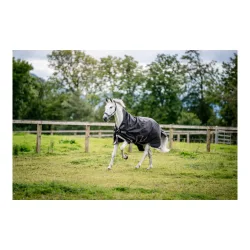 Horseware Weidedecke Rambo 1680D Wug Turnout 50g - Black/Thunderstorm Grey&Silver -  Grösse Pferdedecke: 145 cm