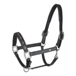 Waldhausen Lederhalfter Crystal - Schwarz/Grau -  Grösse: WB, Farbe: Schwarz/Grau