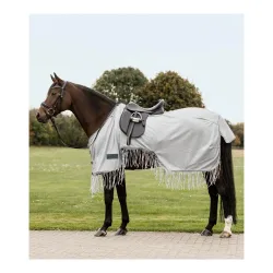 Waldhausen Fliegenausreitdecke Protect mit Fransen - Silbergrau / Grau -  Grösse Pferdedecken: 145 cm