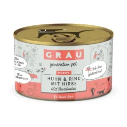 Grau - Generation Pet Nassfutter Puppy Huhn und Rind mit Hirse - Natur -  Inhalt: 6 x 200 g