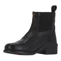 QHP Stiefelette Jakarta Adult - Leder Reitschuhe mit Reissverschluss - Schwarz -  Schuhgrösse: 38