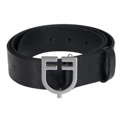 Equestro Ledergürtel Logo - Silber/Schwarz -  Farbe: Silber/Schwarz, Grösse: 100 cm