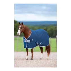 Horseware Stalldecke Amigo Stable Sheet - Navy/Titanium Grey & Silver -  Grösse Pferdedecke: 130 cm