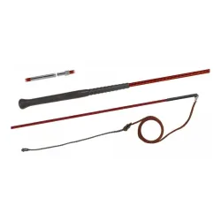 Fleck Longierpeitsche teilbar/ Nylongspinst mit ergonomischem Griff - Schwarz/Rot -