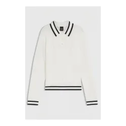 BOSS Equestrian Strick Polo Pam Ajor Damen - Soft Cream -  Grösse: M