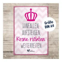 Soulhorse Boxenschild “Hinfallen” - Rosa -  Grösse: Hartschaum, Farbe: Rosa