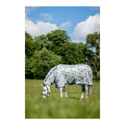 Horseware Fliegendecke Amigo Integrated Fly Sheet - Dragonfly Print/Silver, Blue & Sage -  Grösse: 130 cm