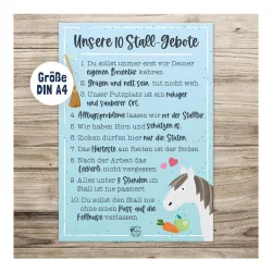 Soulhorse “10 Stallgebote” Stallschild - Blau -  Farbe: Blau, Grösse: One Size