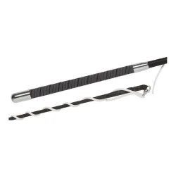 Fleck Longierpeitsche/ Nylongespinst mit Wickelgriff und Silikonschlag - Schwarz -