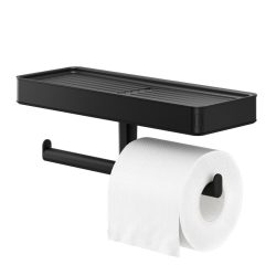 TIGER Carv Toilettenpapierhalter mit Ablage; 10.5x10.6x10.5 cm (LxHxT); schwarz