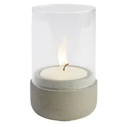 APS Windlicht ELEMENT, 2er-Set, Beton/Glas; 7.5x13 cm (ØxH); beton/transparent; rund