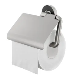 TIGER Cooper Toilettenpapierhalter mit Deckel Edelstahl gebürstet / Schwarz; 4.1x12.3x4.1 cm (LxHxT); silber/schwarz