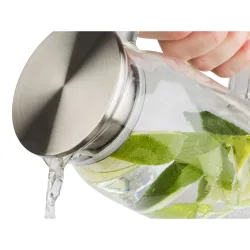 APS Saft-/Wasserkanne; 1500 ml, 10x14x10x26 cm (LxBxØxH); edelstahl/transparent; rund