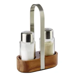 APS Pfeffer- & Salz-Menage WOOD; 5.5x17 cm (BxH); braun/silber