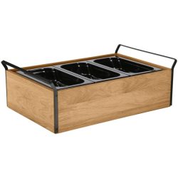 VEGA Buffet Kühltablett Esino hoch, 6,5 cm, Melamin 3x 1/3; GN 1/1, 61.9x38.6x20.9 cm (LxBxH); eiche/schwarz; rechteckig