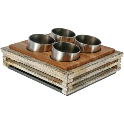 VEGA Besteckbehälter Natchez GN 1/2, inkl. Köcher; GN 1/2, 37x31x13.5 cm (LxBxH); vintage weiss/eiche/edelstahl; rechteckig