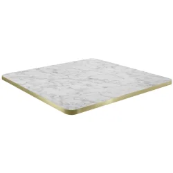 VEGA Indoor-Tischplatte Marvani quadratisch; 80x80x2.5 cm (LxBxH); gold/weiss/marmoriert; quadratisch