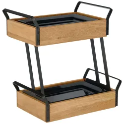 VEGA Buffet Kühltablett Esino Melamin flach, 1/4 + flach, 1/4 zweistöckig; GN 1/4, 35.4x21x36.9 cm (LxBxH); eiche/schwarz; rechteckig