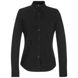 JOBELINE Damen Bluse Piqué Langarm; Kleidergrösse M; schwarz