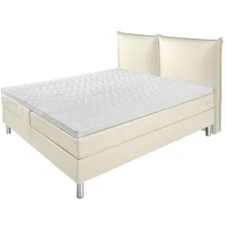 VEGA Boxspringbett Premium Kunstleder, Rückenteil Polster; 180x200x69 cm (BxLxH); perlweiss; H3-fest