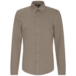 JOBELINE Herren Hemd Piqué Langarm; Kleidergrösse XL; taupe