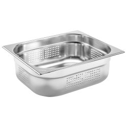 PULSIVA GN-Behälter 1/2 Basic gelocht ; GN 1/2, 6500 ml, 32.5x26.5x10 cm (LxBxT); silber