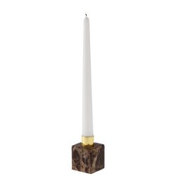 Spitzkerzenhalter Melda; 4.5x4.5x7 cm (LxBxH); braun/gold; 2 Stück / Pack