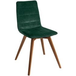 VEGA Schalenstuhl Milaria Samt, Gestell Holz; 60x51x88.5 cm (BxTxH); Sitz tannengrün, Gestell nussbaum; 2 Set / Pack