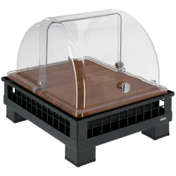 VEGA Kühlvitrine Portland Holz 1/2; GN 1/2, 35.2x29x29.9 cm (LxBxH); anthrazit/transparent/buche; rechteckig