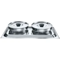 PULSIVA Chafing-Dish-Aufsatz-Set Duo; GN 1/1, 8400 ml, 55x32x35 cm (BxHxT); silber