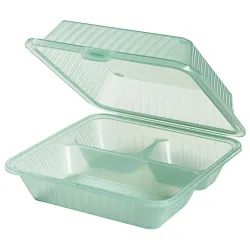 Contacto Mehrweg-Menübehälter Eco-Takeout dreigeteilt, hoher Deckel; 23x23x9 cm (LxBxH); grün; quadratisch; 12 Stück / Pack