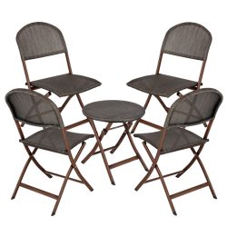 PULSIVA Outdoor-Bistro-Set Romalia 5-tlg.; Sitz anthrazit, Gestell braun