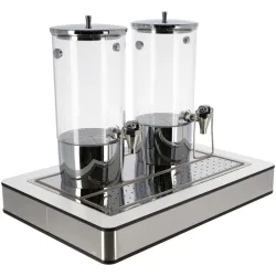 VEGA Saftspender Fundale weiss doppelt 1/1; 57x36.5x50.5 cm (LxBxH); weiss/transparent/edelstahl