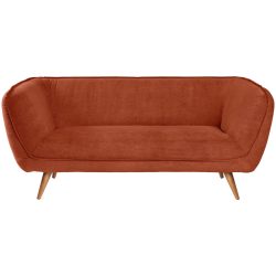 VEGA Sofa Kelso Cord, 3-Sitzer; 183x88x76 cm (BxTxH); Sitz terrakotta, Gestell buche