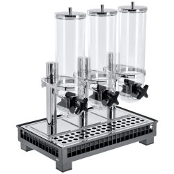 VEGA Müslispender Portland dreifach 1/1; GN 1/1, 55.4x35.2x53 cm (LxBxH); anthrazit/transparent/edelstahl; rechteckig