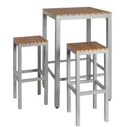 PULSIVA Outdoor-Sitzgruppe Stehtisch mit Hocker Resistance wetterfest 3-tlg.; grau/braun