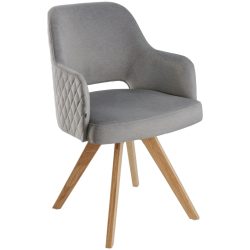 VEGA Drehstuhl Twist Samt; 46x47x85 cm (BxTxH); Sitz grau, Gestell eiche