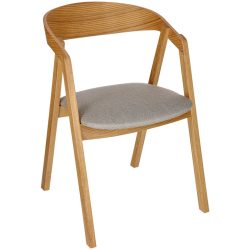 VEGA Stapelstuhl Calma Stoff Eiche; 54x53x79 cm (BxTxH); Sitz taupe, Gestell eiche; 2 Stück / Pack